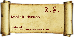 Králik Herman névjegykártya